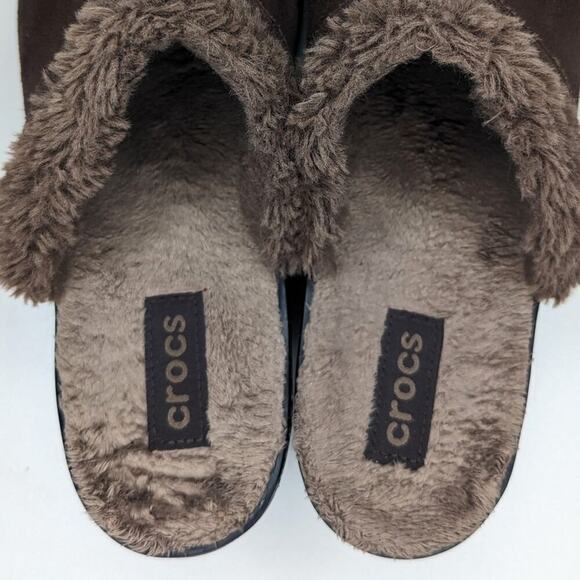 CROCS suede leather mules clogs suede fur lined women's size 11 - Picture 5 of 10